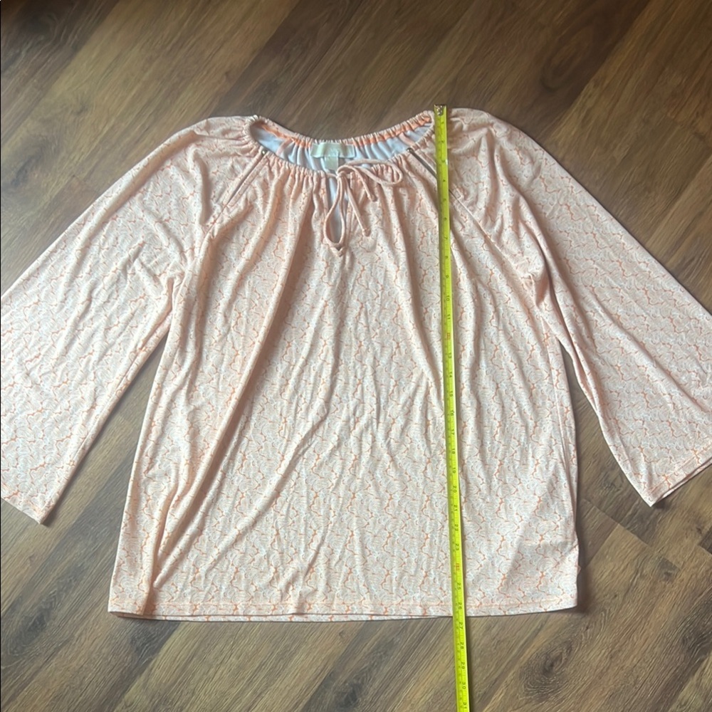 Michael Kors XL - Orange Peach Paisley Blouse - Relaxed Boxy Fit - Picture 10 of 14